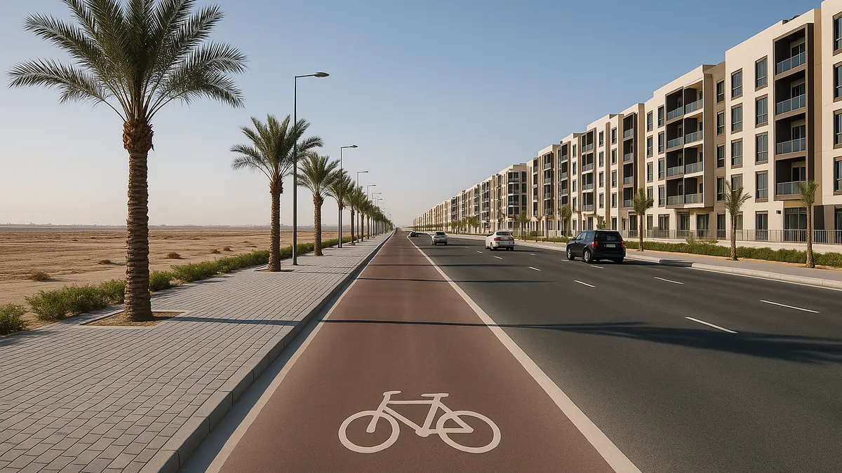 New boulevard with low-rise apartments in Dubai South (illustrative image)